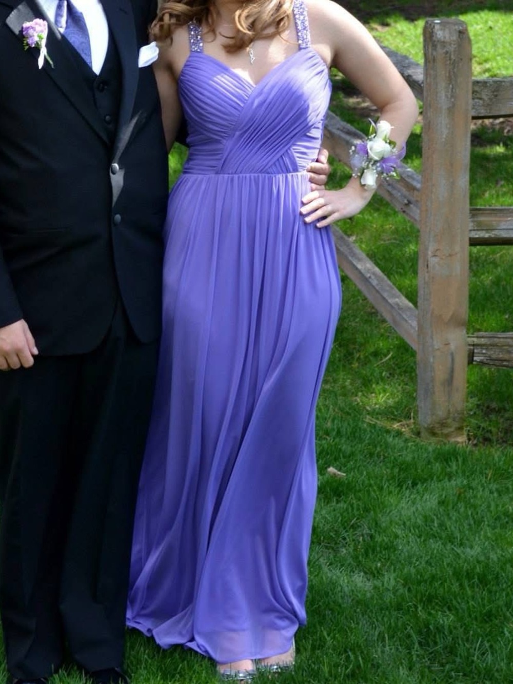 Adrianna Papell Lavender Pleated Evening Dress / Prom Dress